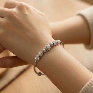 Elegant Silver Beaded Necklace